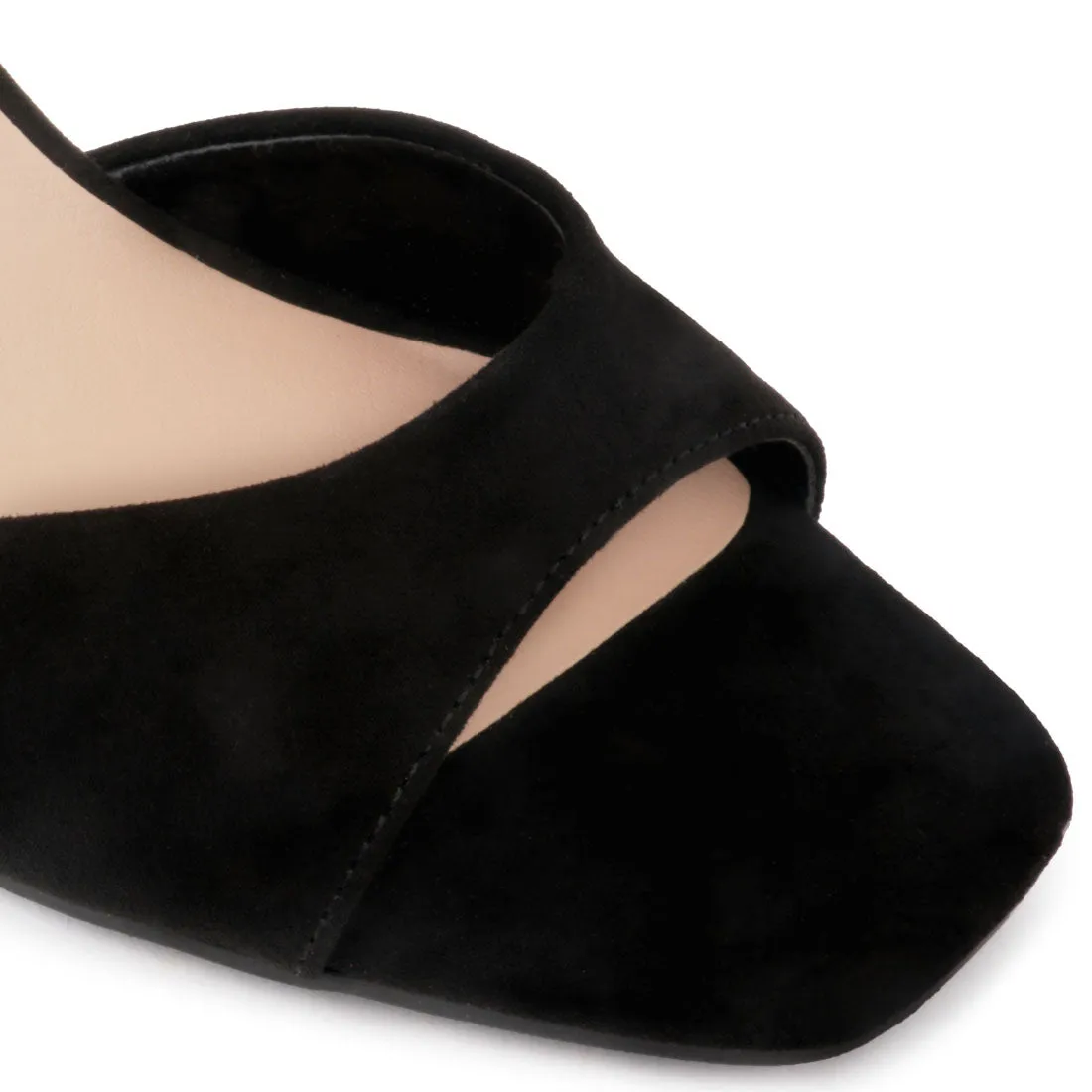 Black High Transparent Heel Ankle Strap Sandal