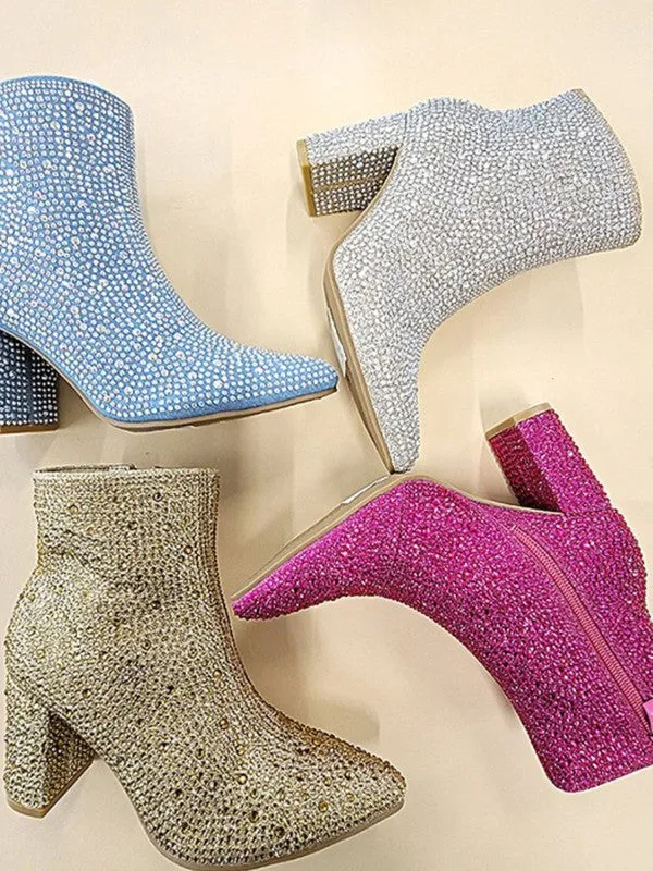 Gold Rhinestone Casual Boots